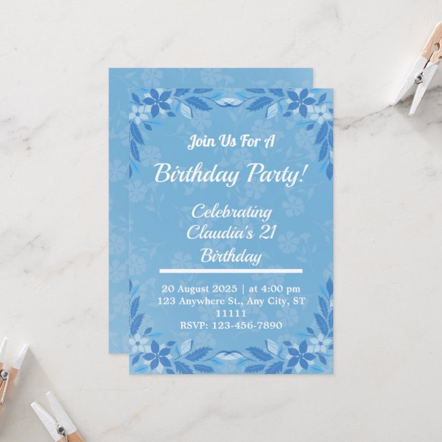 Invitaciones a fiestas de cumpleaños Bluey (Anverso/Reverso In Situ)