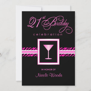 Invitaciones a fiestas de cumpleaños - Cebra rosa 