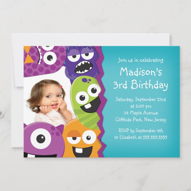 Invitaciones a fiestas de cumpleaños con fotos de  (Anverso)