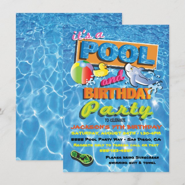 Invitaciones a fiestas de cumpleaños con juguetes  (Anverso / Reverso)