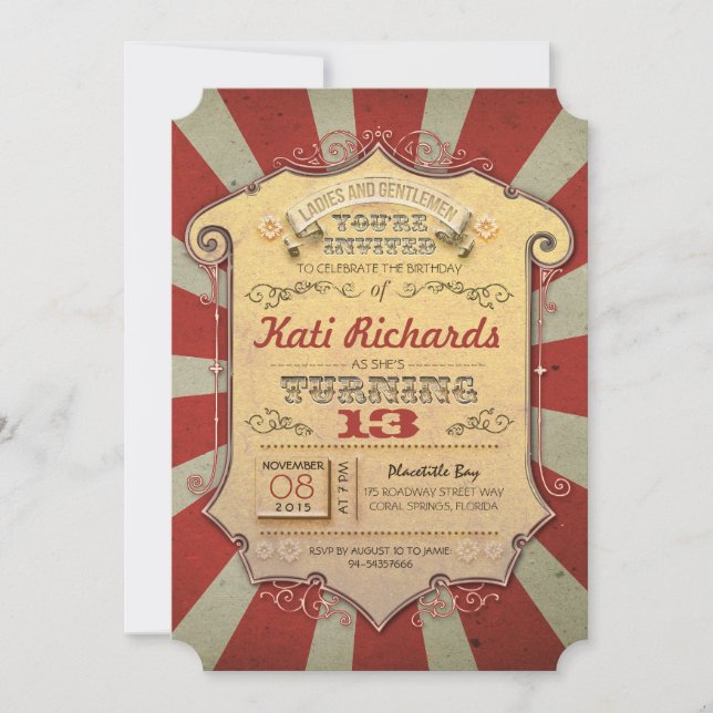 invitaciones a fiestas de cumpleaños de carnaval (Anverso)