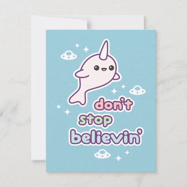 Invitaciones a fiestas de cumpleaños de Cute Narwh (Anverso)