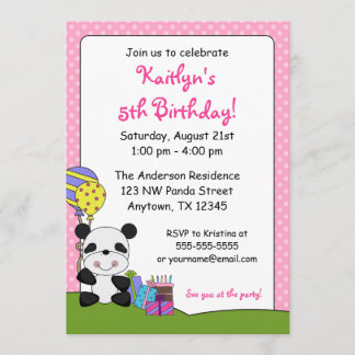 Invitaciones a fiestas de cumpleaños de Cute Panda