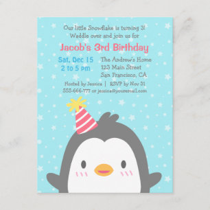Invitaciones a fiestas de cumpleaños de Cute Pengu