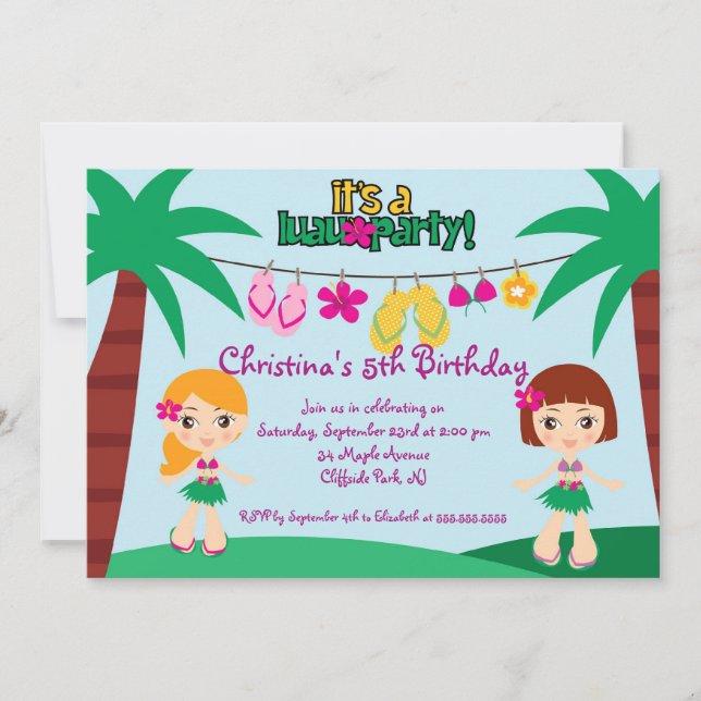 Invitaciones a fiestas de cumpleaños de Fiesta Lua (Anverso)