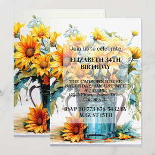 Invitaciones a fiestas de cumpleaños de flores pot