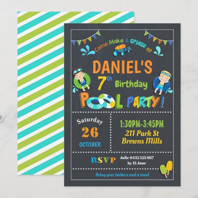 Invitaciones a fiestas de cumpleaños de grupo (Anverso / Reverso)
