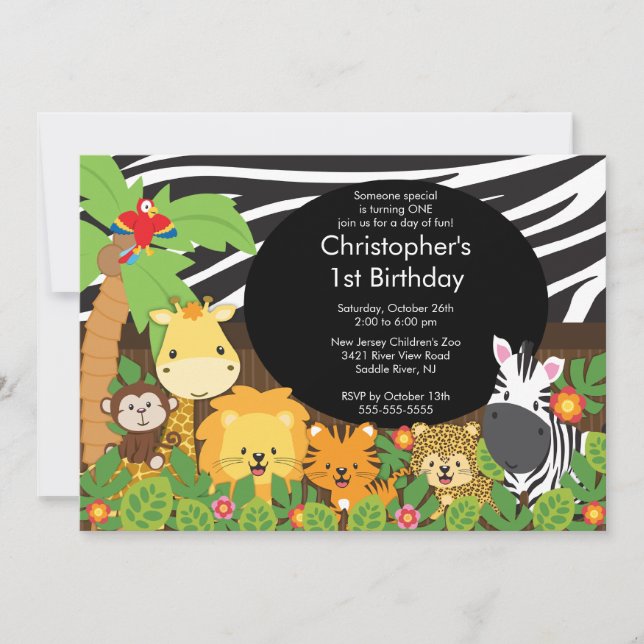 Invitaciones a fiestas de cumpleaños de la selva S (Anverso)
