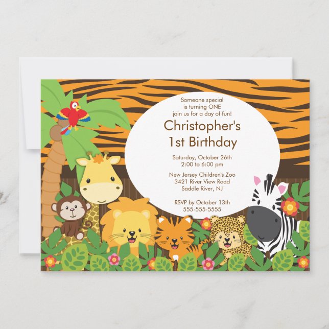 Invitaciones a fiestas de cumpleaños de la selva S (Anverso)