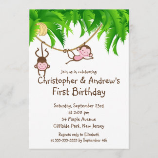 Invitaciones a fiestas de cumpleaños de monos geme