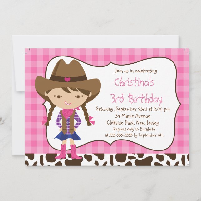 Invitaciones a fiestas de cumpleaños de niña peque (Anverso)