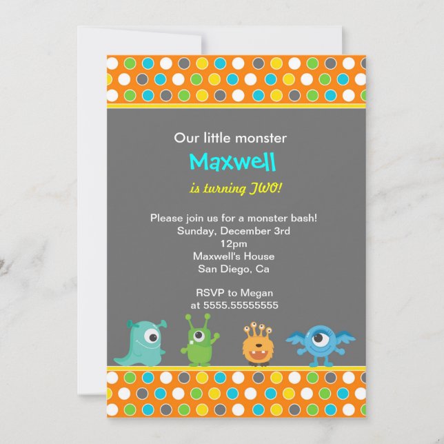 Invitaciones a fiestas de cumpleaños de pequeños m (Anverso)