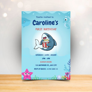 Invitaciones a fiestas de cumpleaños de tiburones 