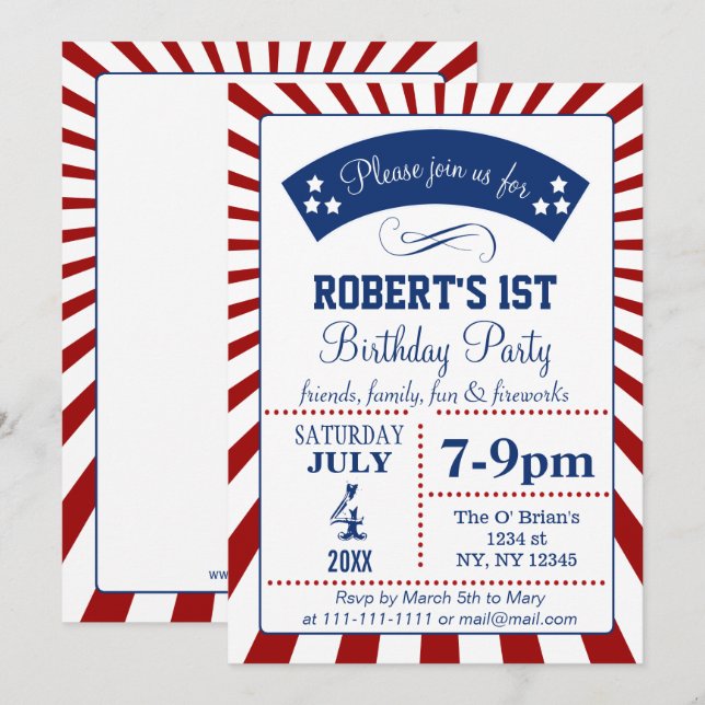 Invitaciones a fiestas de cumpleaños del Día de la (Anverso / Reverso)