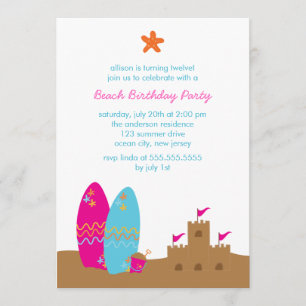 Invitaciones a fiestas de cumpleaños en la playa