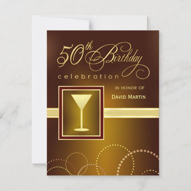 Invitaciones a fiestas de cumpleaños número 50 - C (Anverso)