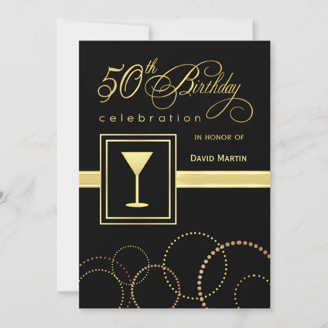 Invitaciones a fiestas de cumpleaños número 50 - C (Anverso)