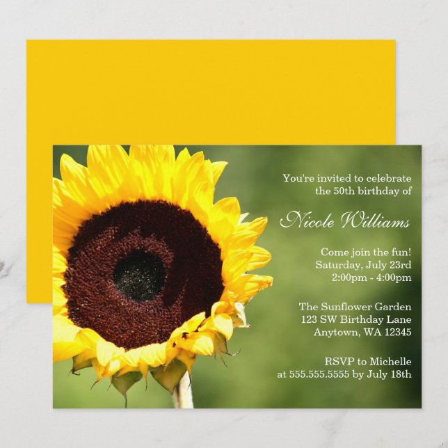 Invitaciones a fiestas de cumpleaños número 50 del (Anverso / Reverso)