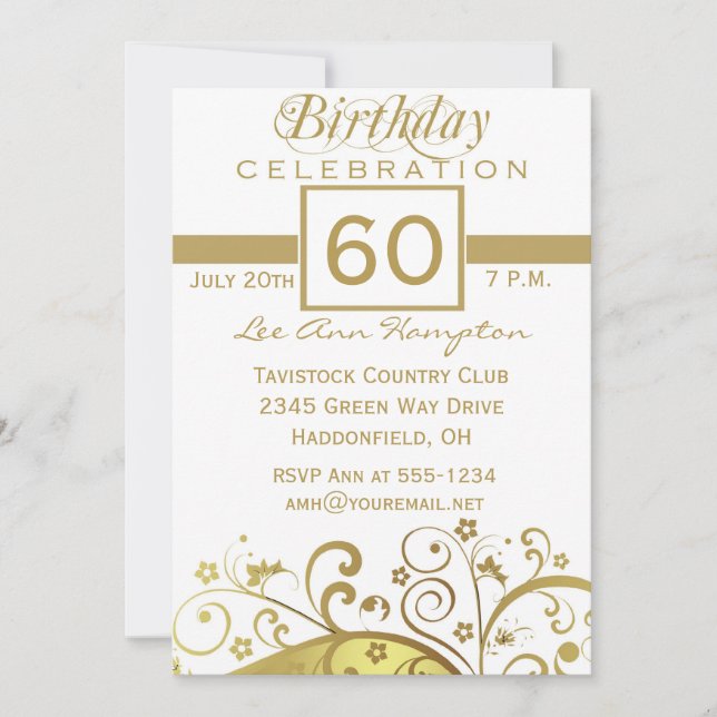 Invitaciones a fiestas de cumpleaños número 60 - 6 (Anverso)