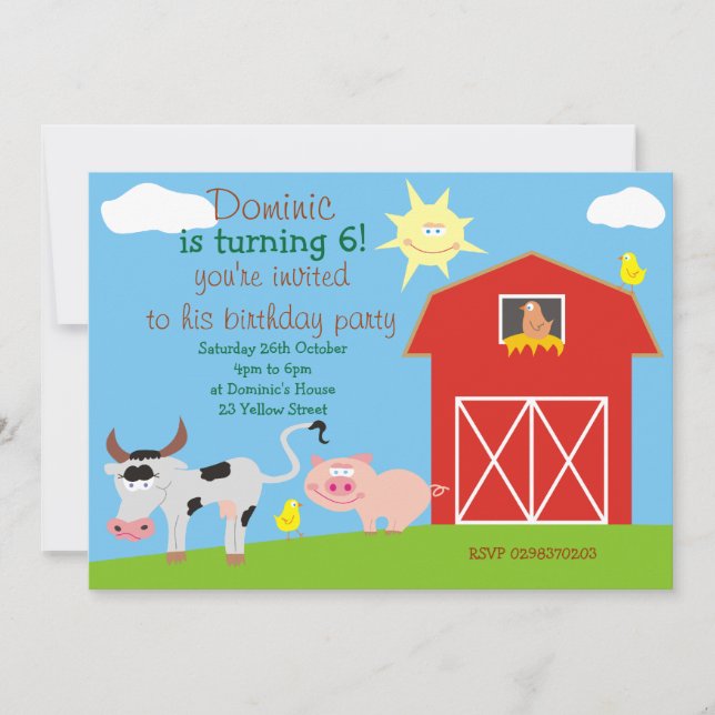 Invitaciones a fiestas de cumpleaños para animales (Anverso)