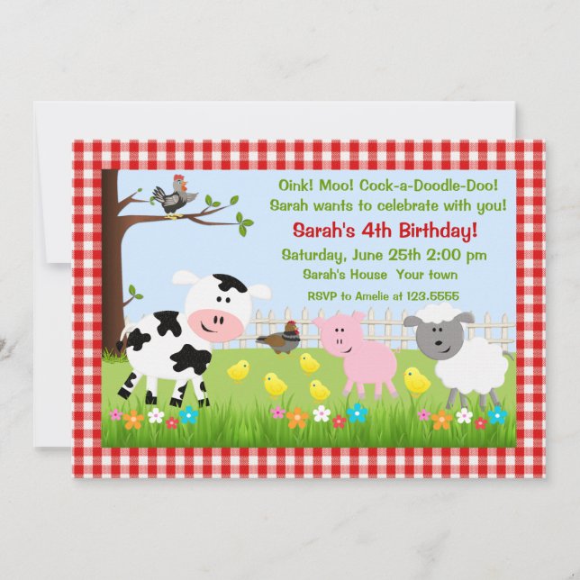 Invitaciones a fiestas de cumpleaños para animales (Anverso)