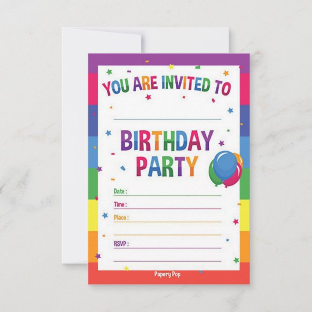 Invitaciones a fiestas de cumpleaños para niños o  (Anverso)