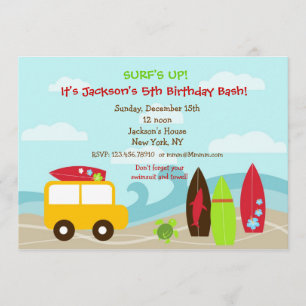 Invitaciones a fiestas de cumpleaños para surfista