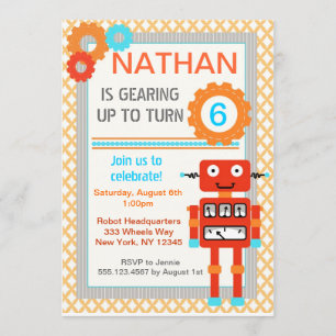 Invitaciones a fiestas de cumpleaños Robot - Moder