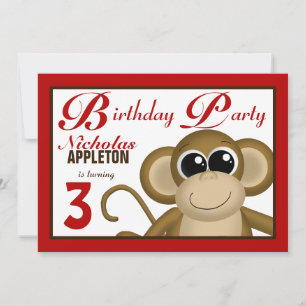 Invitaciones a fiestas de cumpleaños rojas en mono