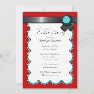 Invitaciones a fiestas de cumpleaños rojas, Verde 