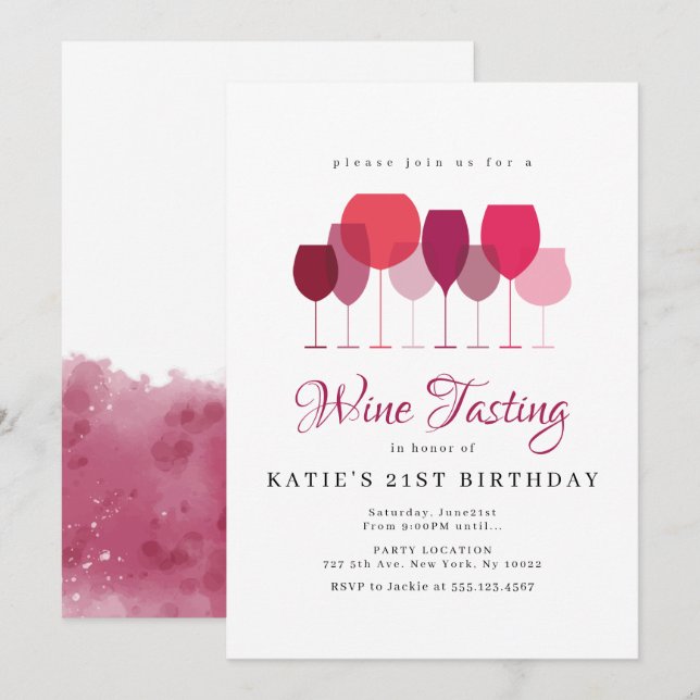 Invitaciones a fiestas de degustación de vinos (Anverso / Reverso)