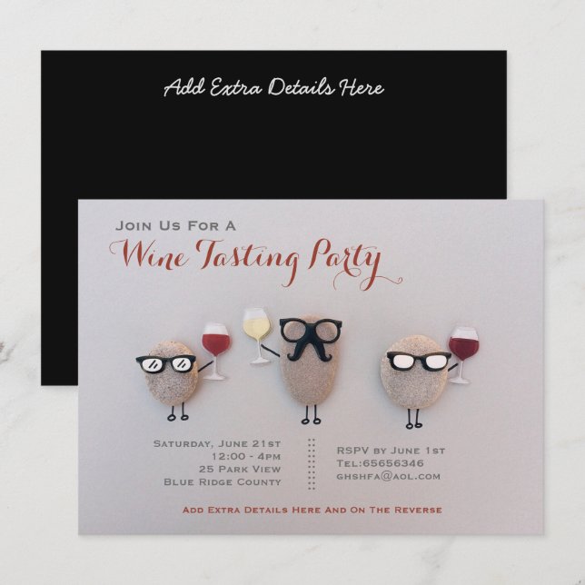 Invitaciones a fiestas de degustación de vinos div (Anverso / Reverso)