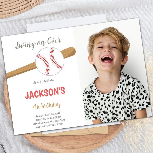 Invitaciones a fiestas de diversión de personaliza (Baseball Birthday Invitations with photo)