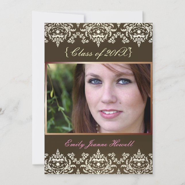 Invitaciones a fiestas de Espresso + Damasco/Gradu (Anverso)