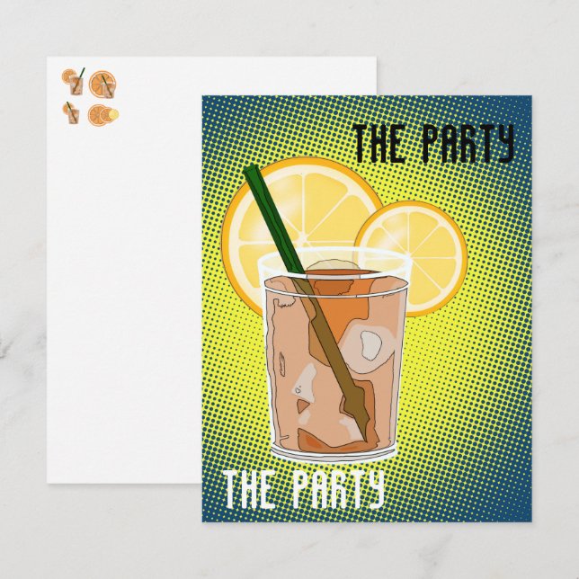 Invitaciones a fiestas de estilo cómico (Anverso / Reverso)