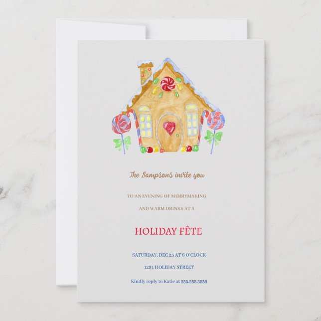 Invitaciones a fiestas de feriado en casa de Ginge (Anverso)