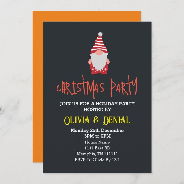 Invitaciones a fiestas de feriado para Navidades d (Anverso / Reverso)