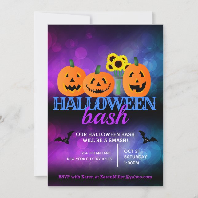 Invitaciones a fiestas de Halloween (Anverso)