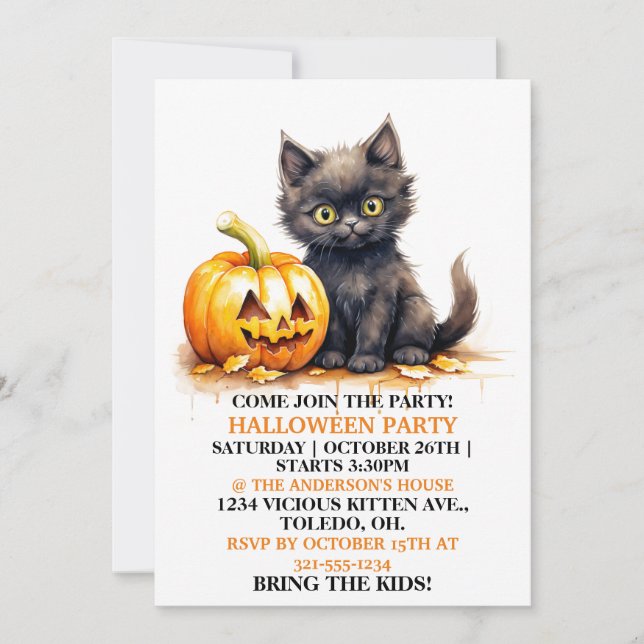 Invitaciones a fiestas de Halloween con un pequeño (Anverso)
