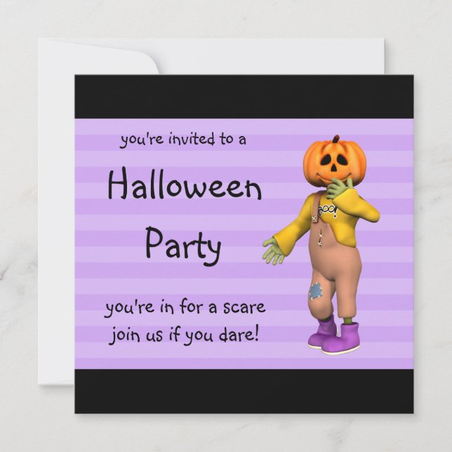 Invitaciones a fiestas de Halloween Feliz Jack Squ (Anverso)