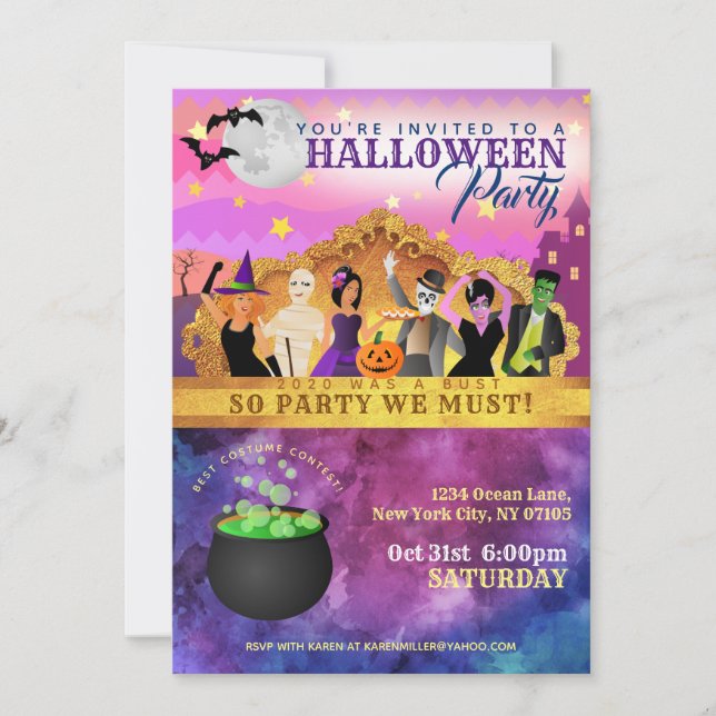 Invitaciones a fiestas de Hallowen (Anverso)