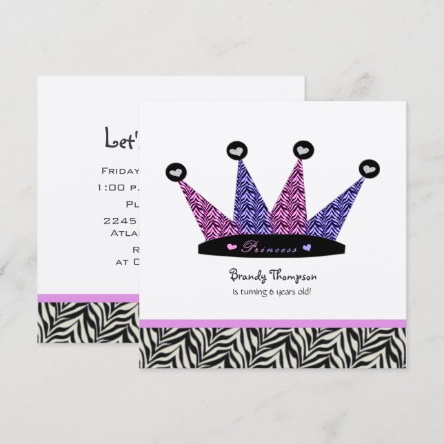 Invitaciones a fiestas de la corona de la princesa (Anverso / Reverso)