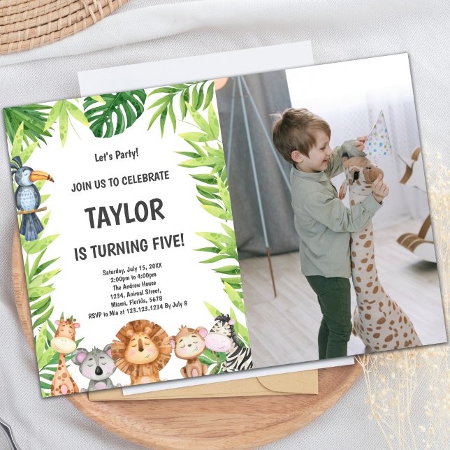 Invitaciones a fiestas de la jungla de personaliza (Safari Birthday Invitations with photo)