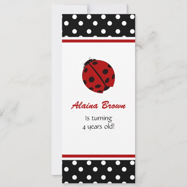 Invitaciones a fiestas de Ladybug (Anverso)