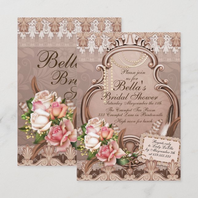 Invitaciones a fiestas de Luncheon con ducha de no (Anverso / Reverso)