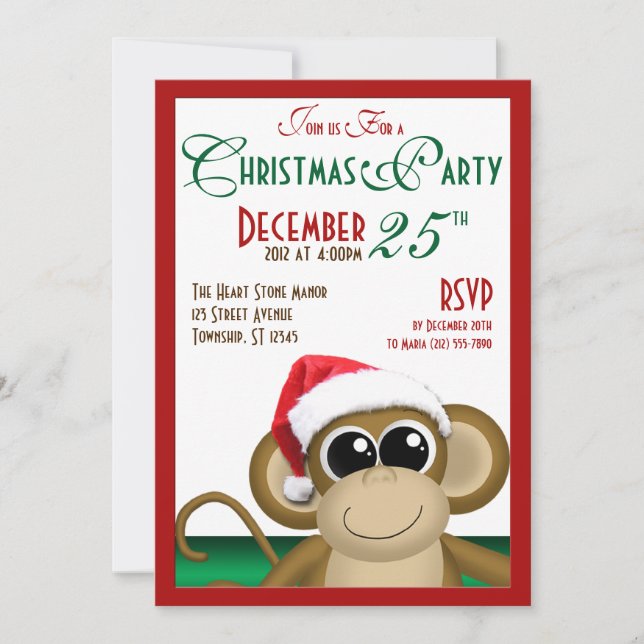 Invitaciones a fiestas de Navidades de Santa Hat M (Anverso)