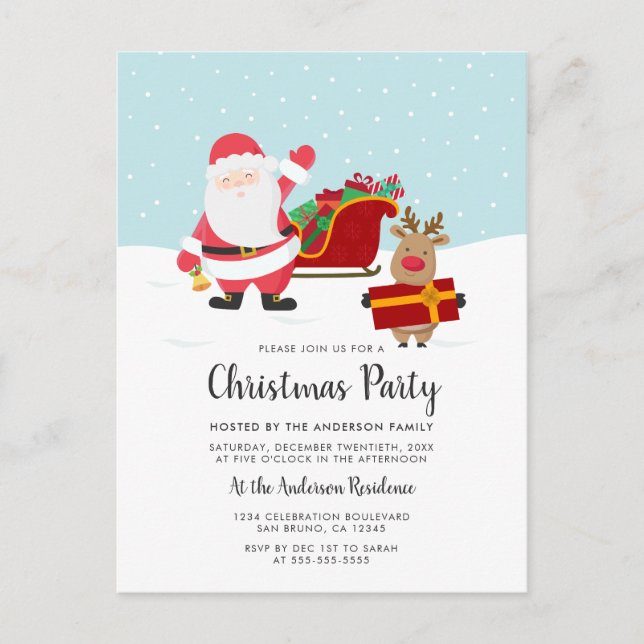 Invitaciones a fiestas de Navidades de Santa, Rudo (Anverso)