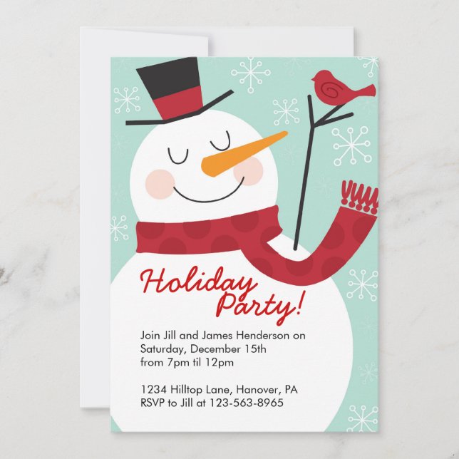 Invitaciones a fiestas de Navidades de Snowman (Anverso)