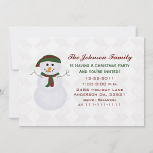 Invitaciones a fiestas de Navidades de Snowman