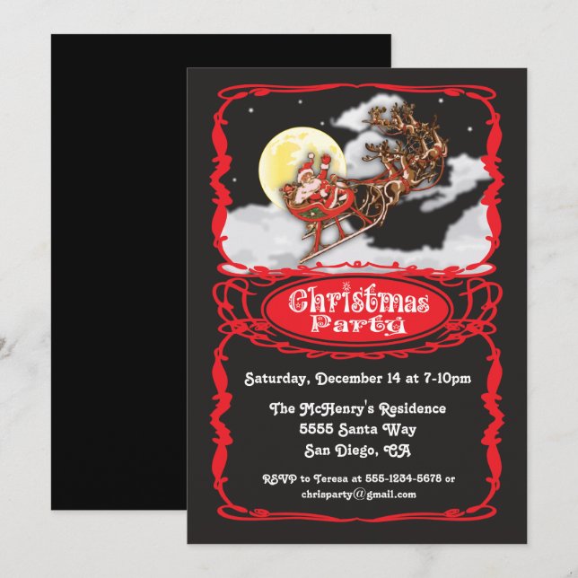 Invitaciones a Fiestas de Navidades de Vintage San (Anverso / Reverso)